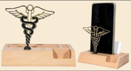 metal table top mobile stand with logo